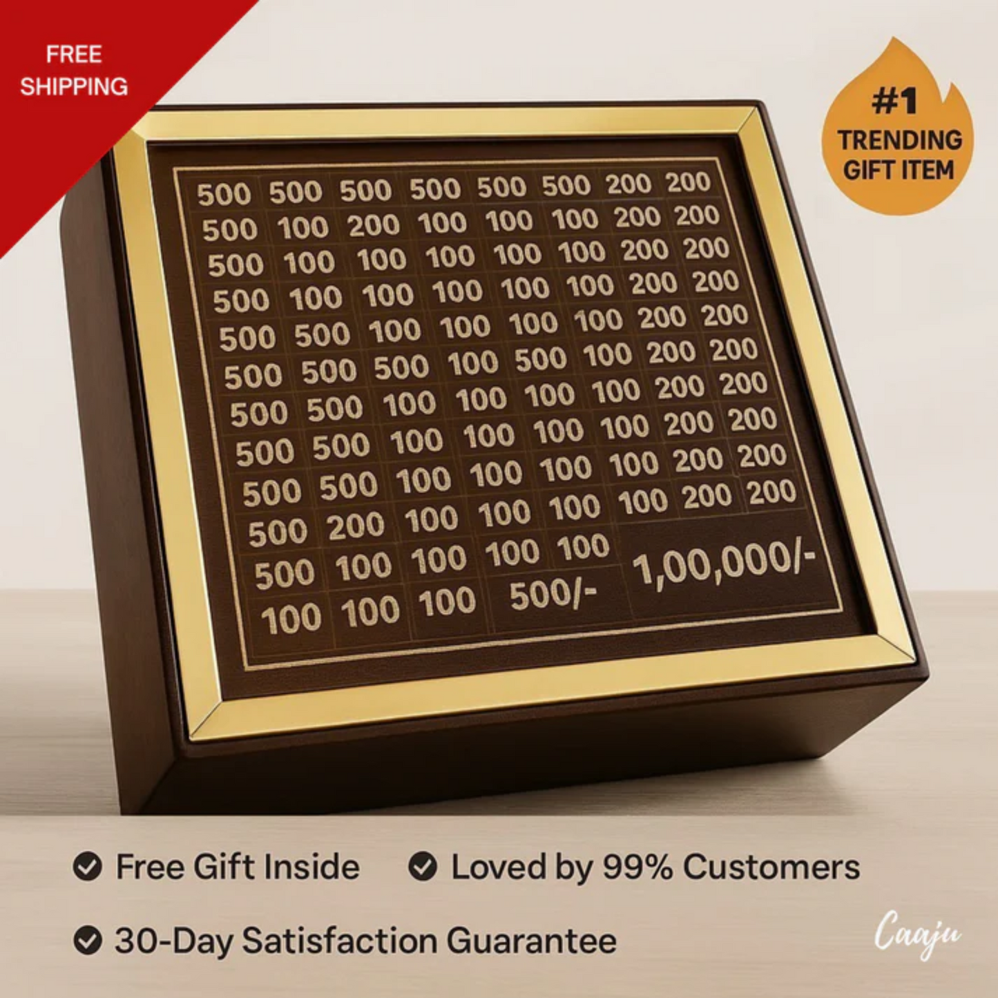 Wooden Piggy Bank – ₹1,00,000 Savings Challenge Box